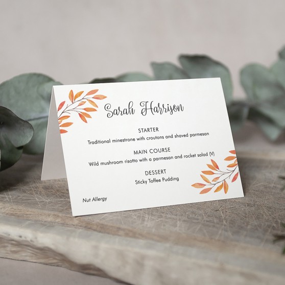 Fall wedding store place cards